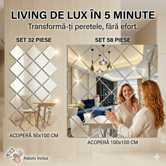 Oglinzi Flexibile Autoadezive Set 32/58 buc 🪩 Se lipesc direct pe perete, fără găuri